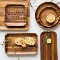 Khay gỗ giá rẻ gỗ keo May house  hình tròn, chữ nhật, bầu dục nhiều kích thước cho nhà hàng