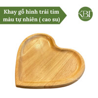 Khay gỗ hình trái tim màu tự nhiên ( cao su) (KBT10411KG)