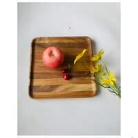 KHAY GỖ KEO GHÉP THANH HÌNH VUÔNG 26CM .