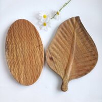 Khay Gỗ Keo Mặt Sóng Hình Lá/ Oval Dùng Trang Trí Bàn Ăn, Đựng Trà Bánh, Hoa Qủa Đẹp Mắt