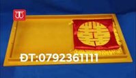 KHAY GỖ SƠN MÀI BÊ LỢN  - KHAY VÀNG 3565 KÈM KHĂN PHỦ
