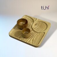 Khay gỗ Tihi’ Decor Khay gỗ vuông chia ngăn cách nhiệt tốt, décor trang trí nhà cửa, đựng đồ ăn chất liệu tần bì cao cấp