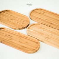 Khay gỗ tre tự nhiên hình Oval- Khay tre đựng thức ăn