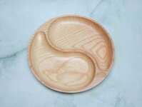 Khay gỗ tròn 2 ngăn hình bát quái 25cm || VKU1-080