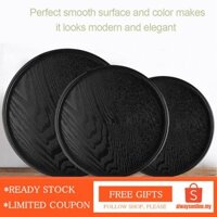 Khay Gỗ Tròn 21-30cm Màu Đen Phong Cách Vintage