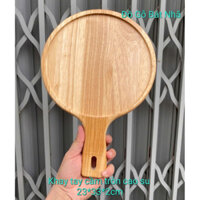 Khay gỗ tròn cao su có tay cầm 23*33*2cm-thương hiệu gỗ BÁT NHÃ