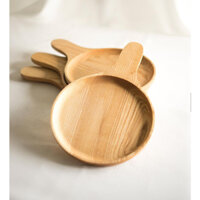 KHAY GỖ TRÒN CÓ TAY CẦM 100% LÀM BẰNG GỖ TẦN BÌ TỰ NHIÊN NHẬP KHẨU (ASH) - PHONG CÁCH VINTAGE.