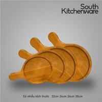 Khay gỗ tròn có tay cầm 30 dụng cụ nhà bếp