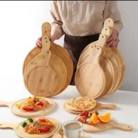 khay gỗ tròn dùng để bánh pizza hoặc decor chụp ảnh, có đủ các kích thước