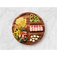 Khay gỗ tròn đựng thức ăn, decor trang trí