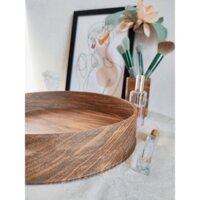 Khay gỗ tròn không đế đựng đồ trang điểm, đựng đồ đa năng