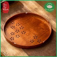 Khay gỗ tròn pha trà matcha