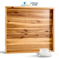 Khay gỗ vuông BLUEZON cạnh 50.8cm, Dùng Để Bưng Bê Đồ Ăn Đồ Uống Nhà Hàng, Khách Sạn, Cafe