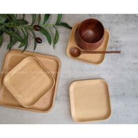Khay gỗ vuông, đĩa gỗ vuông - gỗ beech nguyên khối dùng Đựng thực phẩm, trang trí decor chụp hình