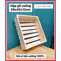 Khây gỗ Vuông , Hộp gỗ thông Kích cỡ 38x45x12 Đựng Trái Cây , Gói Quà Tết