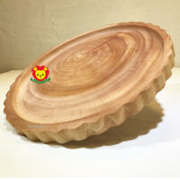 Khay gỗ xà cừ tự nhiên tạo hình bánh quy tròn | Wooden tray, đĩa gỗ dày decor
