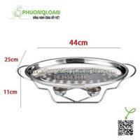 Khay hấp cá bầu dục inox chân cồn 45cm