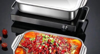 Khay hấp inox có nắp đa năng đựng thịt nướng, nấu lẩu, hấp cá tiện lợi