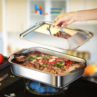 Khay Hấp Inox Có Nắp Đa Năng, Khay Hấp Cá, Nấu Lẩu, Đựng Đồ Ăn Tiện Dụng | Hapii Store X568