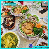 Khay hấp tròn mạ vàng, khay hấp cầy - cá, khay hấp có khay cồn inox 304