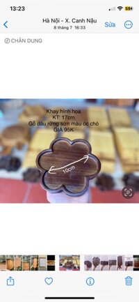 Khay hoa 6 cánh gỗ dâu rừng lên màu óc chó