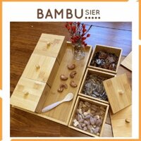 Khay hộp đựng đồ gỗ tre có nắp