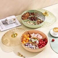 Khay Hộp đựng mứt tết trang trí phòng khách, Khay đựng bánh kẹo, hạt, ô mai chia ngăn có nắp đậy