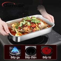 Khay inox 304 Có Nắp Đậy Cao Cấp, khay đựng topping, ăn lẩu thập cẩm, cá chép om dưa dùng cho mọi loại bếp