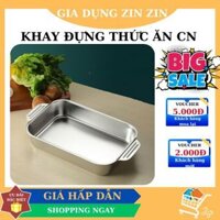 Khay Inox 304 Có Tay Cầm Đa Năng, Khay CN Inox Cao Cấp Đựng thực phẩm, hấp Cá, Nấu Lẩu, Nướng Bánh, Trộn Salad