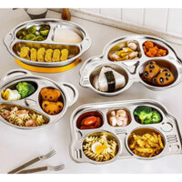 Khay inox 304 đựng cơm ăn dặm cho bé, khay có các hình ngộ nghĩnh.