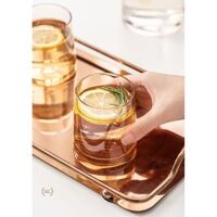 KHAY INOX BÊ ĐỒ  KHAY BÌNH CỐC THỦY TINH ĐỂ ĐỒ DECOR INOX  KHAY INOX PHONG CÁCH RETRO SANG CHẢNH 2021 - Vàng Hồng