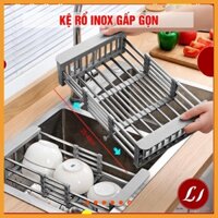 KHAY INOX ĐỂ BỒN RỬA BÁT, CHÉN GẤP GỌN THÔNG MINH , Inox gác bồn để đồ tiện lợi cho gia đình