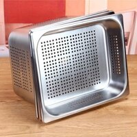 Khay inox đựng thực phẩm có lỗ đa năng kích thước 32.5cm x 26.5cm