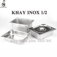 Khay Inox Đựng Topping 1/2, Khay Đựng Thạch(Có Nắp)