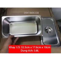 Khay Inox Đựng Topping 1/3, Khay Đựng Thạch(Có Nắp) - KTP1/3