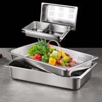 Khay inox GN 1/1 có lỗ/kín sâu nhiều cỡ (6.5/10/15/20)cm có nắp