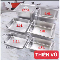 Khay inox GN 1/2, khay inox 304 đựng thực phẩm, đựng rau câu, thạch topping bán trà sữa