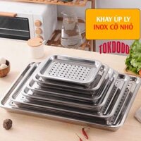 Khay Inox Úp Ly Có Lỗ - Mâm Trà Chữ Nhật Nhiều Cỡ  - 40x30 Cm