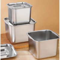 Khay inox vuông/ Topping/ dầu ăn/nước tương/ trái cây