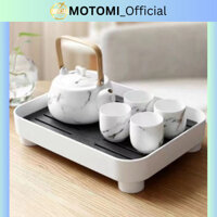 Khay kệ để bộ Trà, cốc chén nhựa giả vân gỗ cao cấp sang trọng