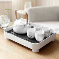 Khay kệ để bộ Trà, cốc chén nhựa giả vân gỗ cao cấp sang trọng
