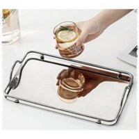 Khay kệ đựng ấm chén cốc tách ly bình nước bằng inox đẹp cao cấp chữ nhật 34x20cm