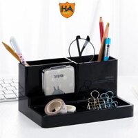 Khay kệ đựng bút để bàn HB1002 nhiều ngăn để đồ dùng học tập, văn phòng phẩm - Màu đen