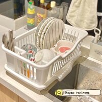 Khay kệ rổ úp chén dĩa bát đũa muỗng có khay hứng nước thông minh tiện lợi (size lớn) - Rổ úp chén bát rửa chén đa năng