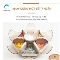 Khay kẹo mứt tết, Khay để bàn 7 ngăn hình bông hoa sang trọng lịch sự