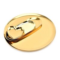 Khay kim loại hình oval dùng decor đựng mỹ phẩm trang sức tiện dụng - vàng gold,XL 30x12cm