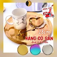 Khay kim loại tròn TAMUSHOP92 Đĩa inox vàng đựn mỹ phẩm trang sức filler botox