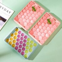 Khay Làm Đá ( Sẵn Kho) Khay Làm Đá Khuôn Tròn Silicone 33 Viên Có Nắp Đậy Làm Thạch Hoa Quả Dễ Dàng
