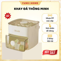 Khay Làm Đá Thông Minh Tự Động 2 Tầng Có Nắp Đậy Nhấn Nút Lấy Đa Dễ Dàng, Khay Làm Đá 2 Tầng Thông Minh Tiện Lợi X660