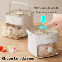 Khay Làm Đá Tự Động Nhấn Nút Lấy Đá Dễ Dàng, Tặng Kèm Xẻng Xúc Đá Phong Cách Mới